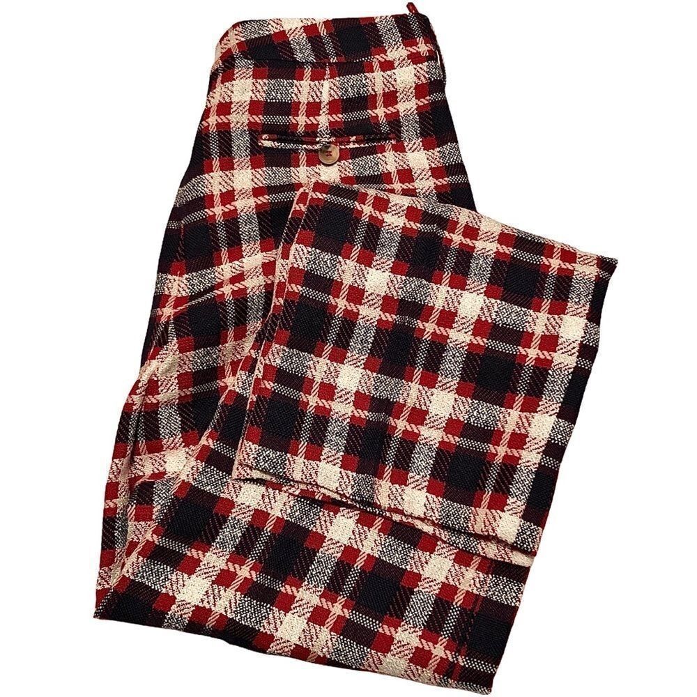 TOMMY HILFIGER Special Edition Women’s Size 8 Red Blue Wool Pants Slacks Italy